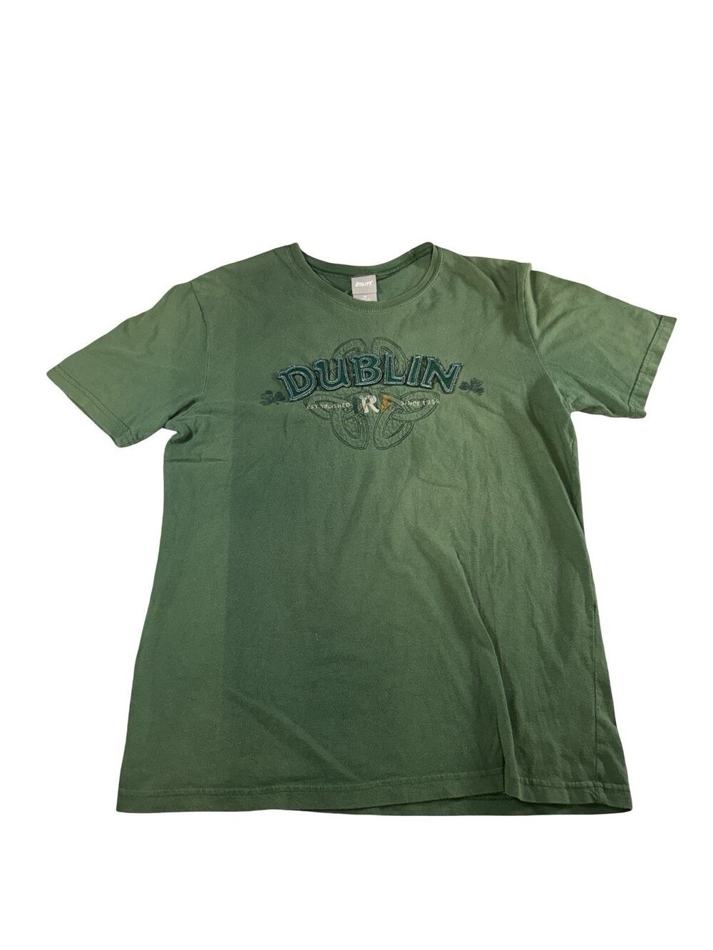 Dublin Ireland Graphic T Shirt Green Medium Celtic Shamrock St Patrick’s Tee